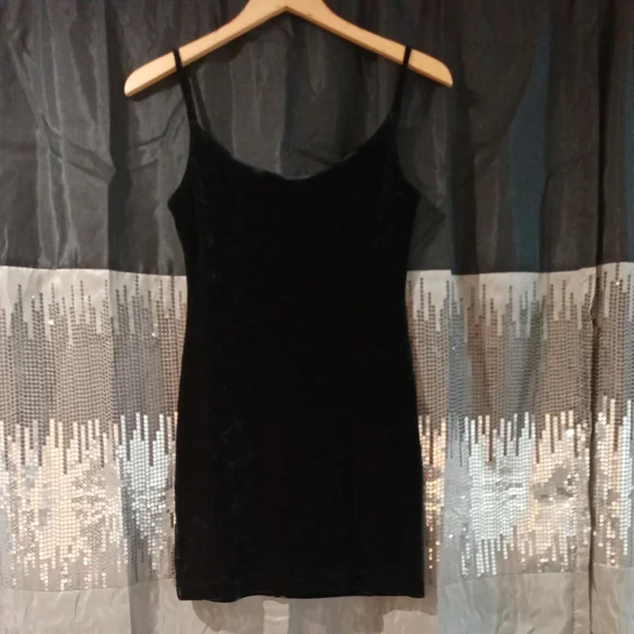 blue dress for baby girl Classy Spaghetti Straps Sheath Black Velvet Long Party Dress, DP3782 –  DSProm main image 1